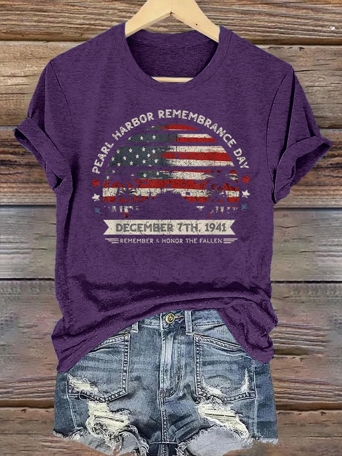 🔥Buy 3 Get 15% Off Women's  Pearl Harbor Memorial Day Hawaii USA Flag Day of Infamy   T-shirt