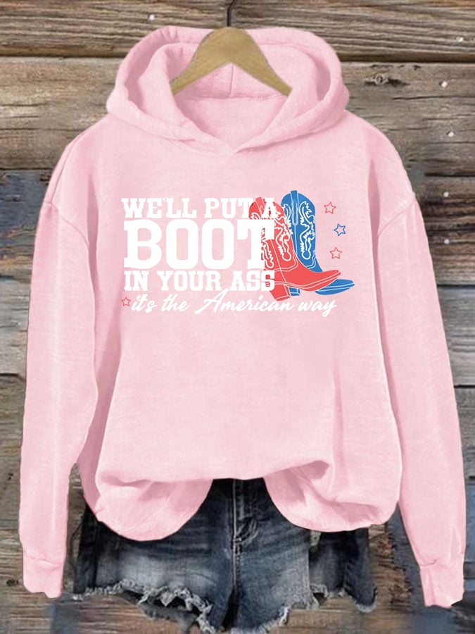 Women's  Courtesy of the Red, White and Blue Cowboy  Hoodie