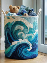 Gentle Sea Foam Quilted Laundry Basket