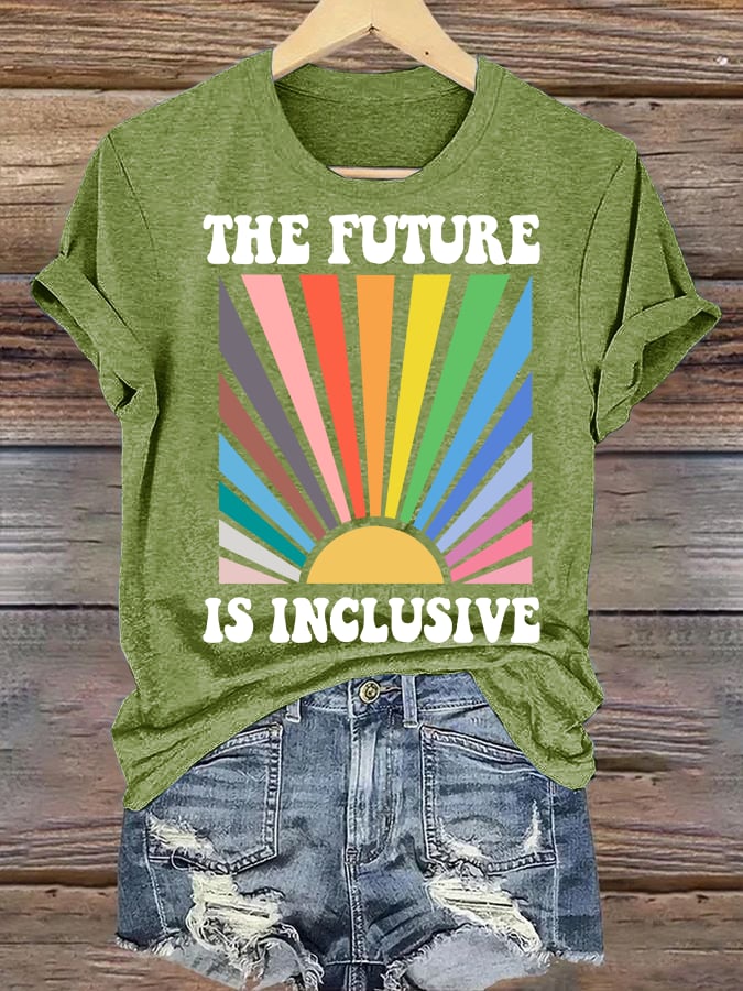 Women's  Pride Month Rainbow Print T-Shirt