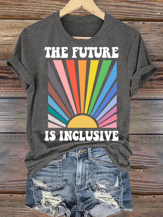 Women's  Pride Month Rainbow Print T-Shirt