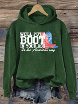 Women's  Courtesy of the Red, White and Blue Cowboy  Hoodie