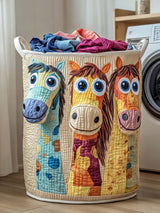 Funky Horse Quilted Laundry Basket