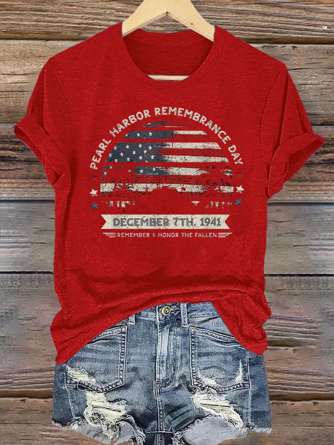 🔥Buy 3 Get 15% Off Women's  Pearl Harbor Memorial Day Hawaii USA Flag Day of Infamy   T-shirt