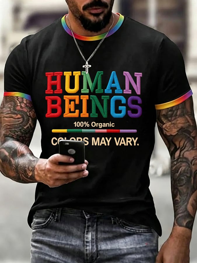Men's Human Beings Colors May Vary Print Casual T-shirt