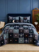 Midnight Star Quilted 3-Piece Bedding Set – Dark Americana Quilted Bedding With Matching Pillow Shams