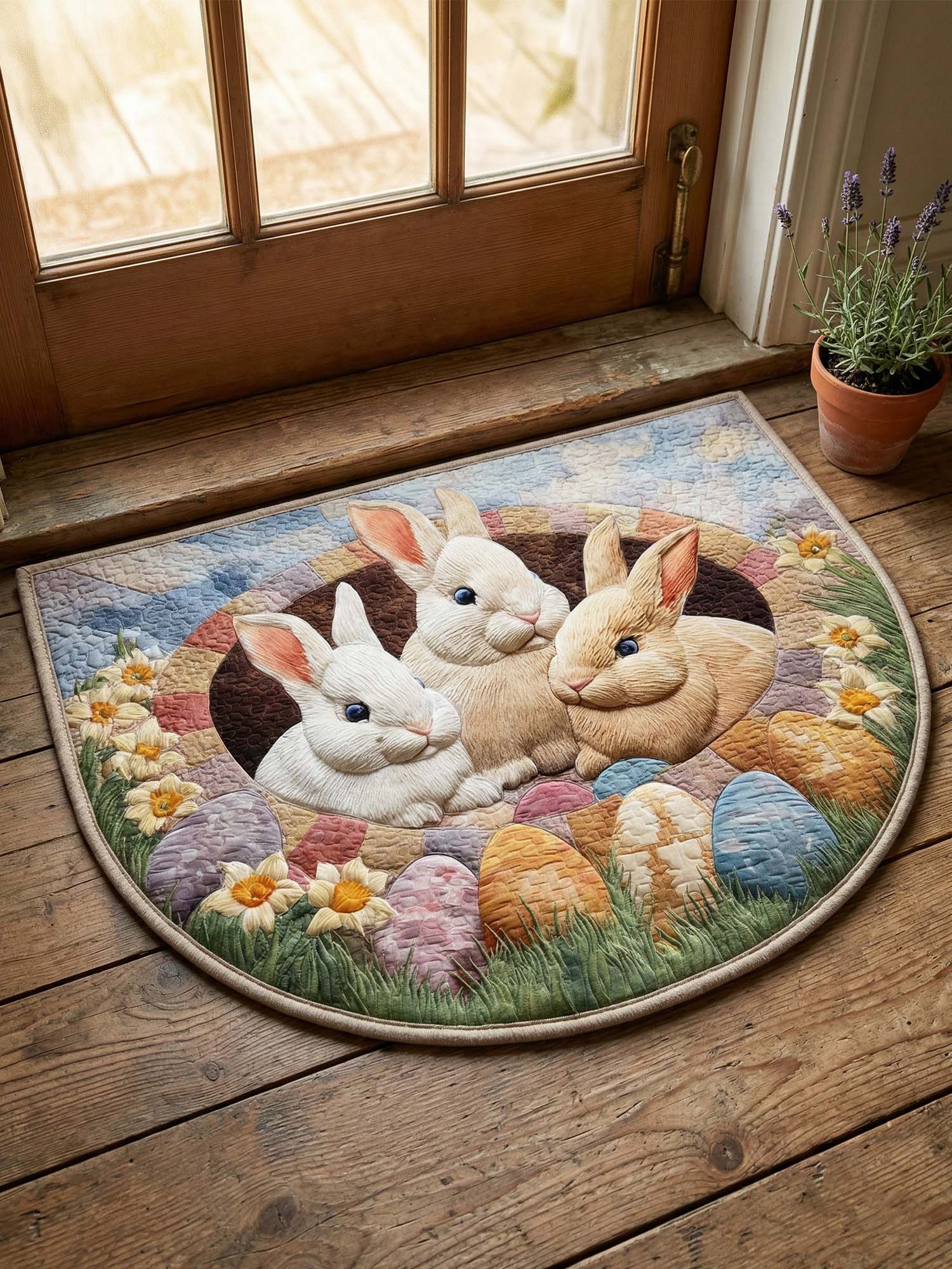 Easter Bunny and Egg Quilted Welcome Mat