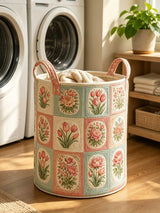 Spring Tulip & Peony Quilted Laundry Basket