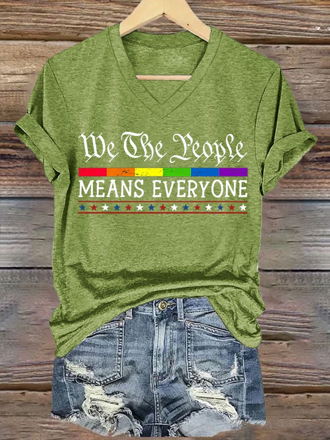 Women's We The People Means Everyone Printed V Neck T-shirt