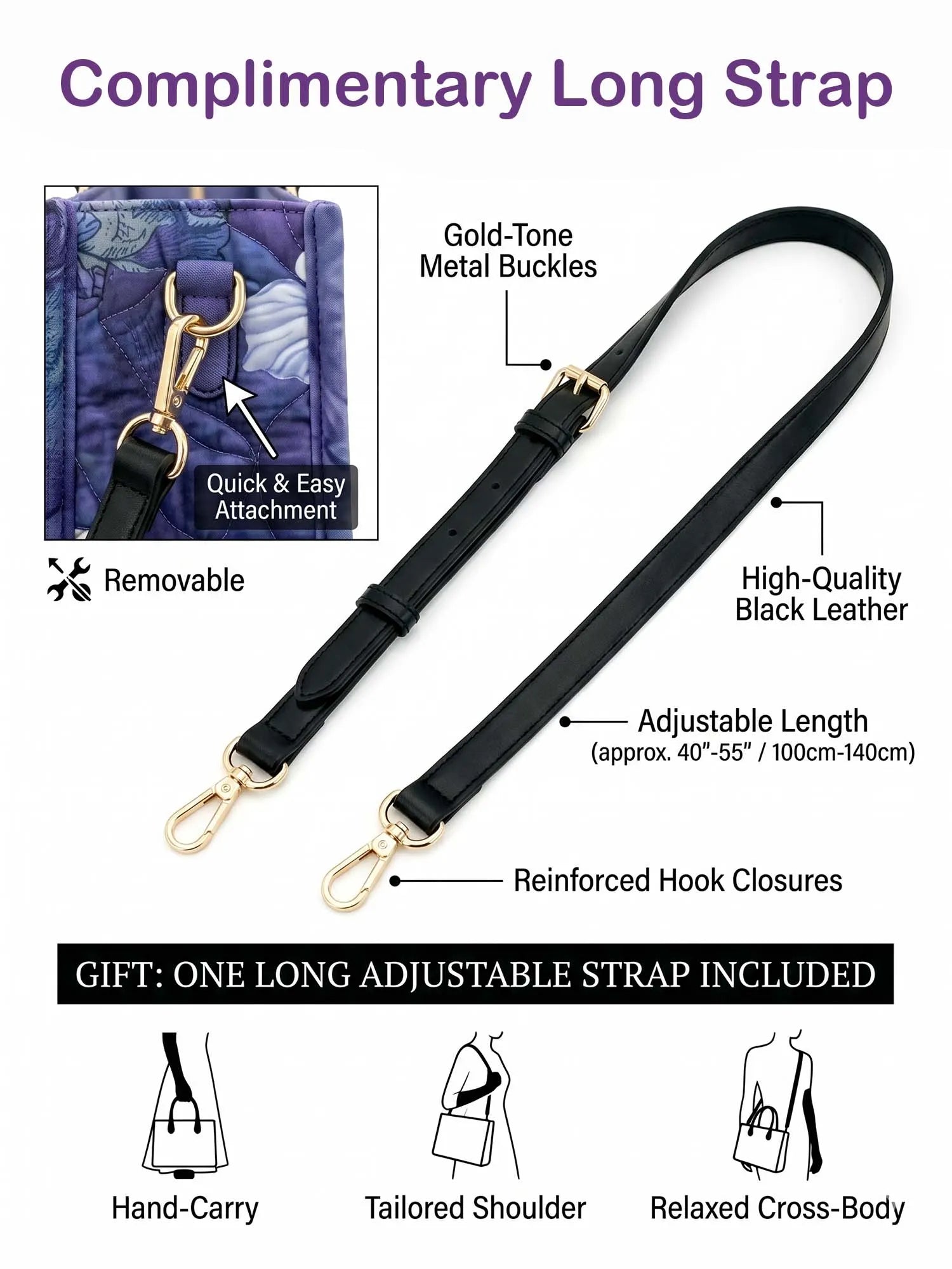Lavender And The Black Cat Quilted Leather Strap Bible Handbag