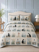 Coastal Lighthouse Cat Quilted 3-Piece Bedding Set