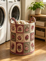 Classic Rose Patchwork Quilted Laundry Basket