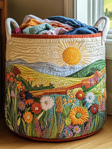 Spring Meadow Quilted Laundry Basket