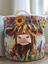 Highland Cow Quilted Laundry Basket