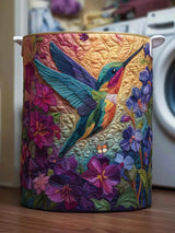 Hummingbird Charm Quilted Laundry Basket