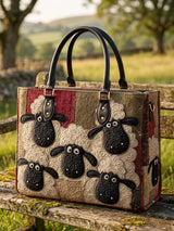 Cute Sheep Quilted Leather Strap Bible Handbag
