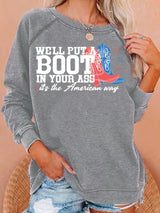 Women's  Courtesy of the Red, White and Blue Cowboy  Print Casual Sweatshirt