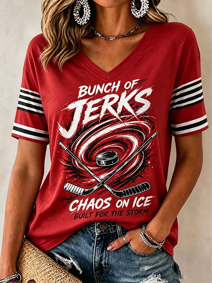 Women's hockey print casual T-shirt