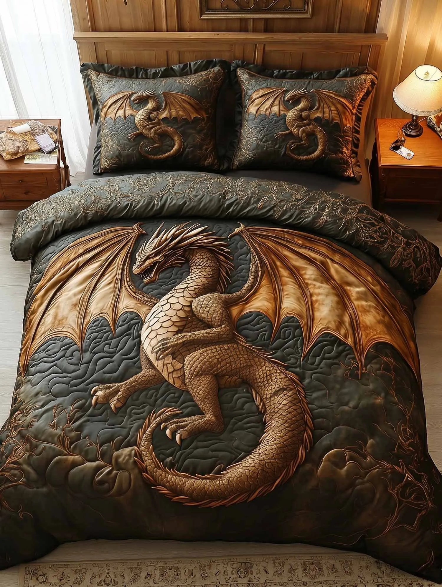 Eldritch Ember 3-Piece Quilted Bedding Set