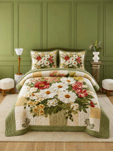 Meadow Daisy Blossom Quilted 3-Piece Bedding Set