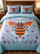 Bees And Flowers 3- Piece Quilted Bedding Set