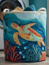 Ocean Turtle Quilted Laundry Basket