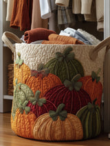 Autumn Pumpkin Quilted Laundry Basket