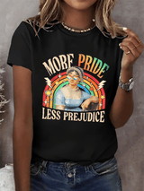 Women's Gay Month Rainbow Print Casual Crew Neck   T-Shirt
