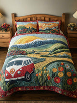 Hippie Van Flower 3- Piece Quilted Bedding Set