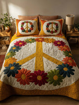 Flower Peace 3- Piece Quilted Bedding Set