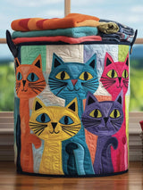 Funky Cat  Quilted Laundry Basket
