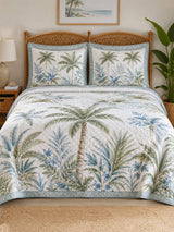 Coastal palm trees 3-Piece  Quilted Bedding Set