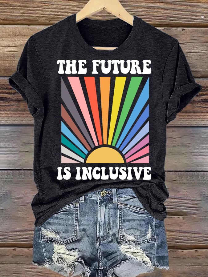 Women's  Pride Month Rainbow Print T-Shirt