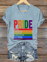Women's Casual Pride Month Printed V-Neck Short Sleeve T-Shirt