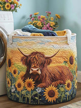 Highland Cow Quilted Laundry Basket