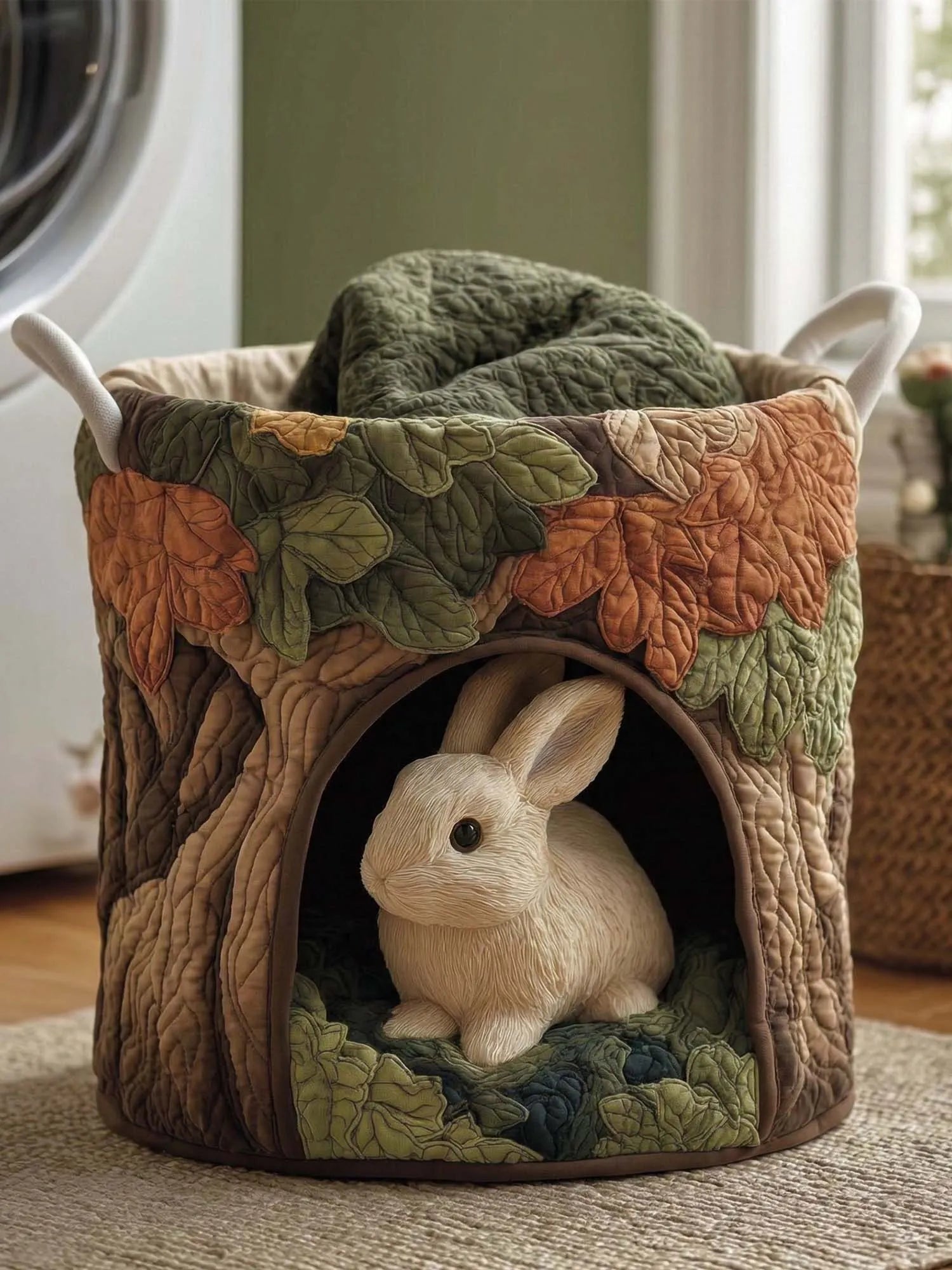The Rabbit In The Tree Hollow Quilted Laundry Basket