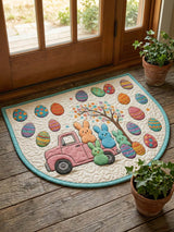 Bunny And Easter Eggs Quilted Welcome Mat