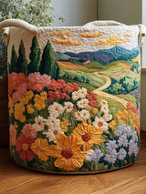 Floral Path Quilted Laundry Basket