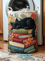 Purrfect Pages Quilted Laundry Basket