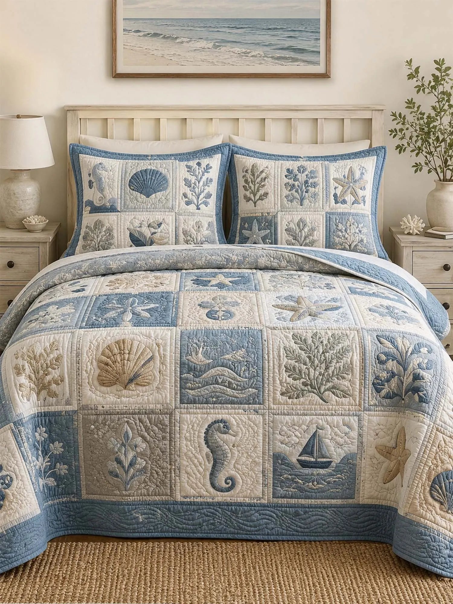 Coastal Cottage 3-Piece Quilted Bedding Set