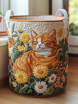Forest Cat Quilted Laundry Basket