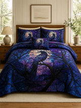 Raven Moonlit Forest Quilted 3-Piece Bedding Set