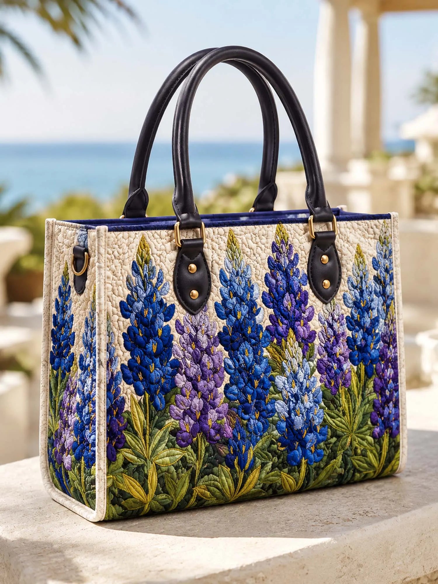 Bluebonnet Quilted Leather Strap Bible Handbag