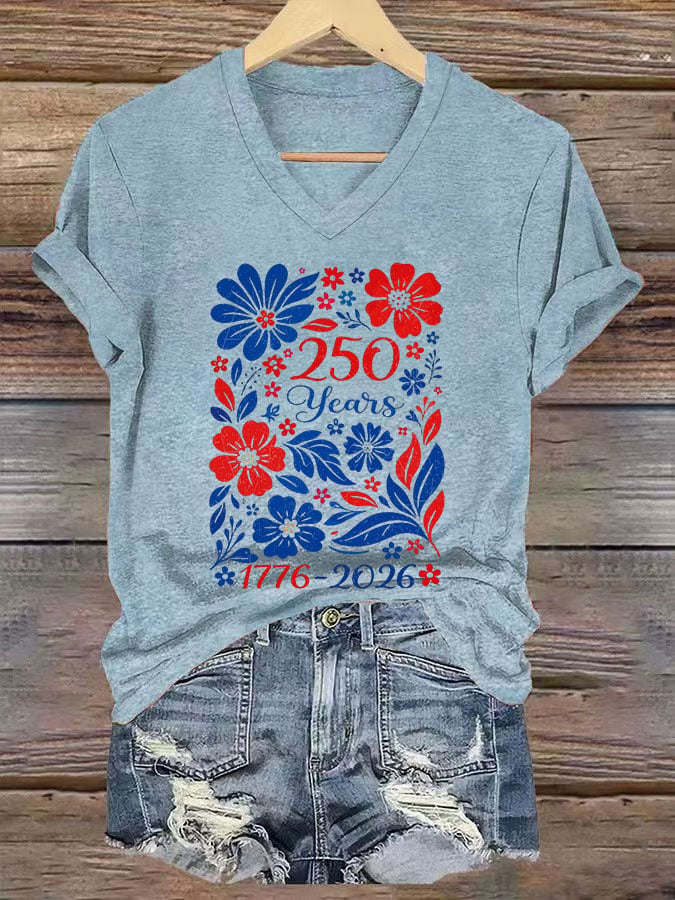Women's 250th Anniversary Floral Print Short-Sleeve T-Shirt