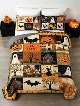 Halloween Trick Or Treat Quilt Bedding Set-Three-Piece Quilted Bedding Set