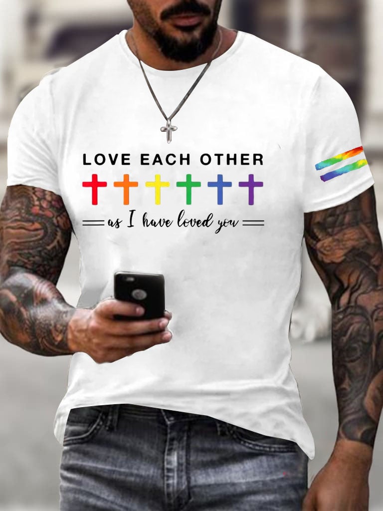 Men'S Crosses Love Each Other Print T-Shirt