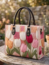 Tulip Quilted Leather Strap Bible Handbag
