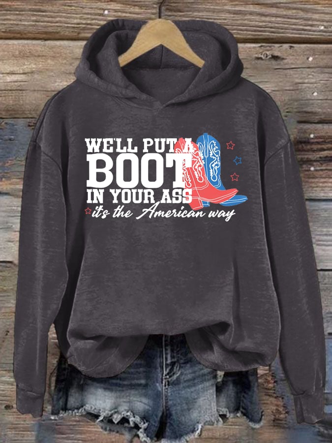 Women's  Courtesy of the Red, White and Blue Cowboy  Hoodie