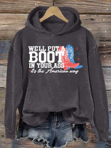 Women's  Courtesy of the Red, White and Blue Cowboy  Hoodie