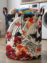 Ukiyoe Koi Quilted Laundry Basket
